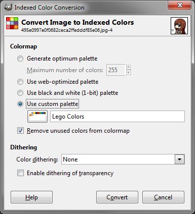 GIMP convert to indexed dialog box